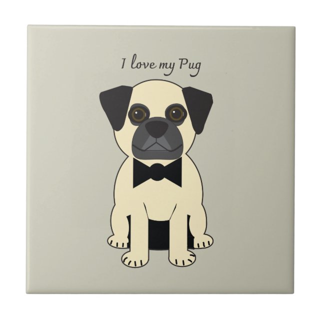 I Love My Pug Tile (Front)