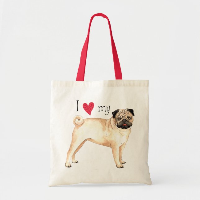 I Love my Pug Tote Bag (Front)