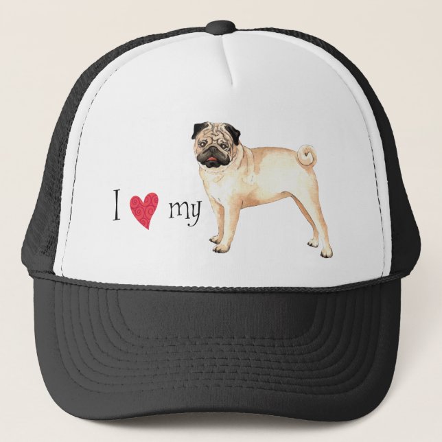 I Love my Pug Trucker Hat (Front)