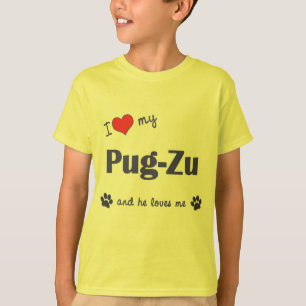 I Love My Pug-Zu (Male Dog) T-Shirt