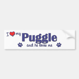 I Love My Puggle (Male Dog) Bumper Sticker