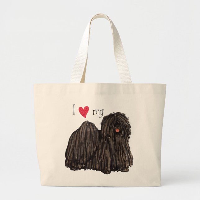 I Love my Puli Large Tote Bag (Front)