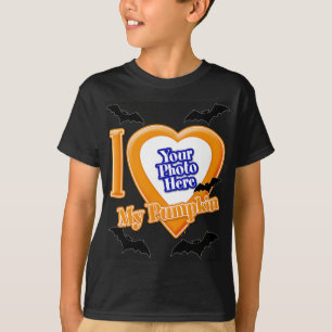 I Love My Pumpkin With Your Photo With Bats T-Shirt