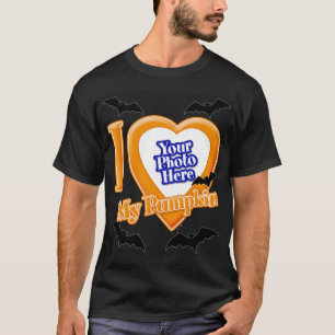 I Love My Pumpkin With Your Photo With Bats T-Shirt