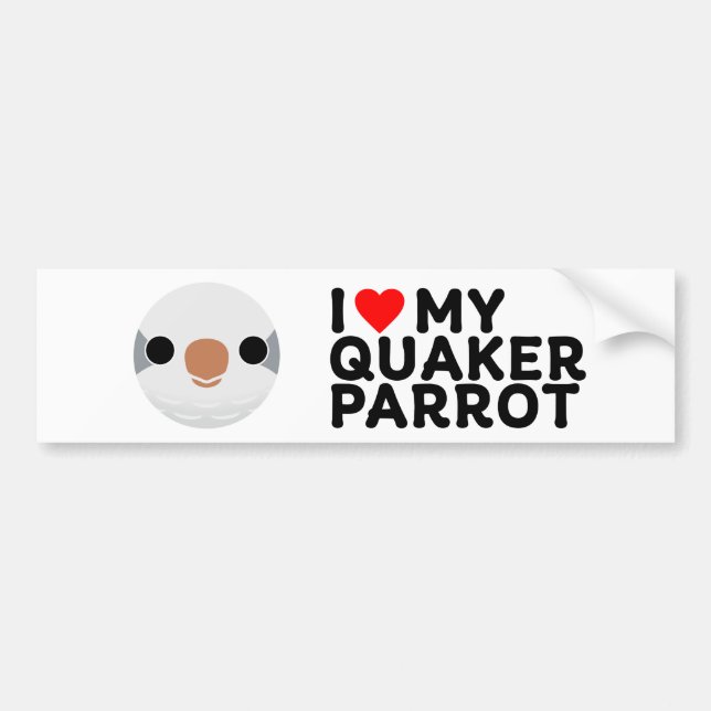 I LOVE MY QUAKER PARROT – grey Bumper Sticker (Front)