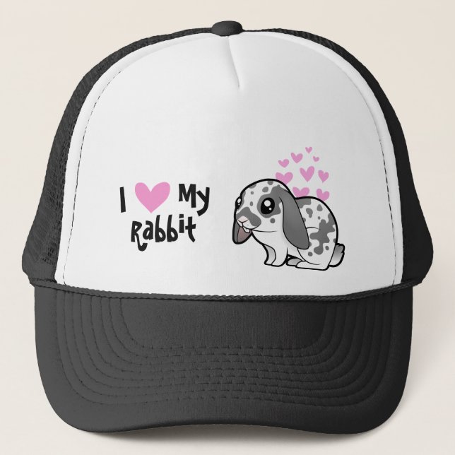 I Love My Rabbit (floppy ear smooth hair) Trucker Hat (Front)