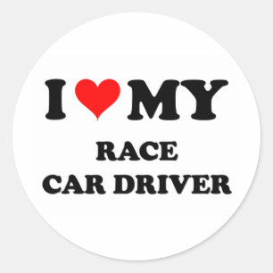 I Love My Race Car Driver Classic Round Sticker