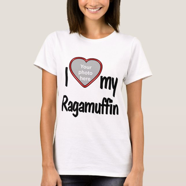I Love My Ragamuffin - Heart Shaped Cat Photo T-Shirt (Front)