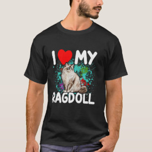 I Love My Ragdoll Cat Lover Heart Ragdoll Mum Grap T-Shirt