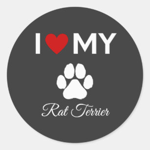 I love my Rat Terrier dog custom text Classic Round Sticker