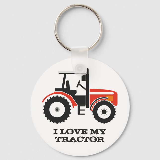 I Love My Red Tractor Key Ring (Front)