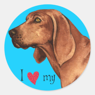 I Love my Redbone Coonhound Classic Round Sticker