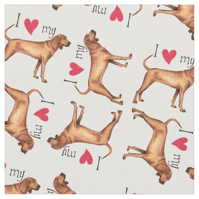 I Love my Redbone Coonhound Fabric (Close Up)