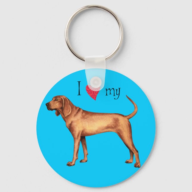 I Love my Redbone Coonhound Key Ring (Front)