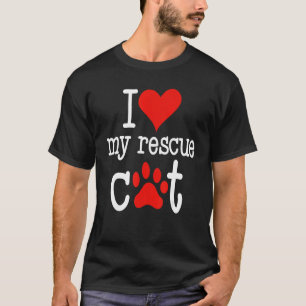 I Love My Rescue Cat Kitty Funny Women Pet Animal T-Shirt