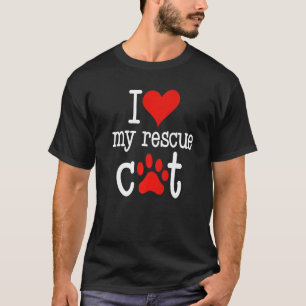 I Love My Rescue Cat Kitty Women Pet Animal Love T-Shirt