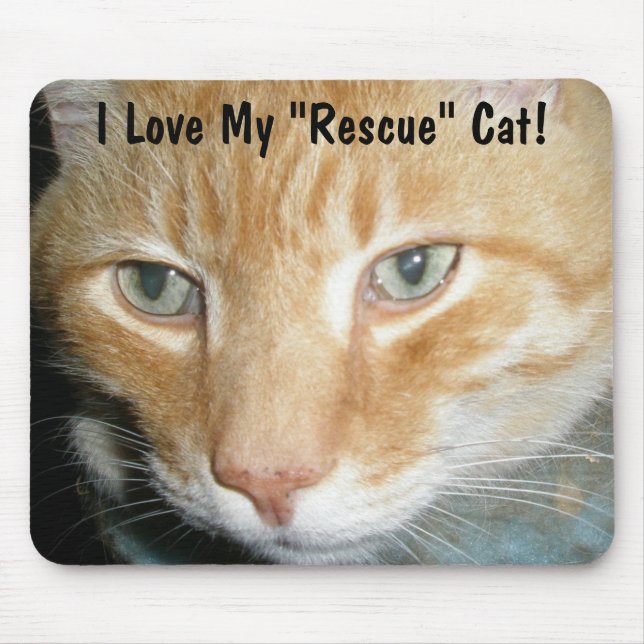 I Love My "Rescue" Cat! Mousepad (Front)