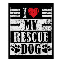 I Love My Rescue Dog Funny Vintage Pet Gift
