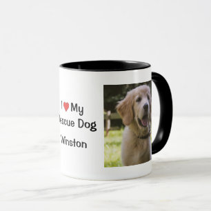 I Love my Rescue Dog name and photo Coffee Mug