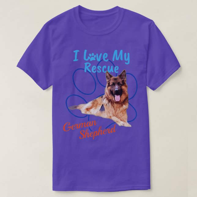 I Love My Rescue German Shepherd Cool Adopted Dog  T-Shirt (Design Front)