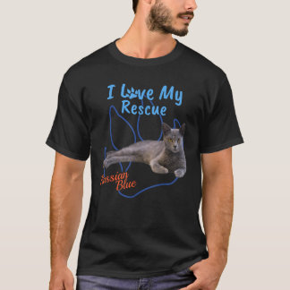 I Love My Rescue Russian Blue Cool Adopted Cat   f T-Shirt