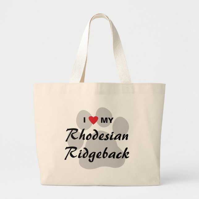 I Love My Rhodesian Ridgeback Large Tote Bag (Front)