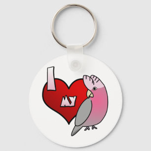 I Love my Rose Breasted Cockatoo Keychain