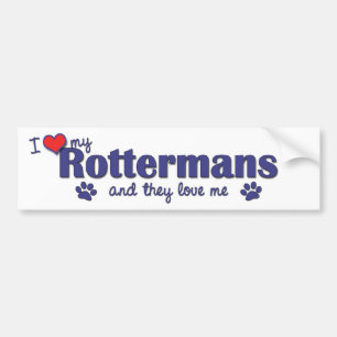 I Love My Rottermans (Multiple Dogs) Bumper Sticker