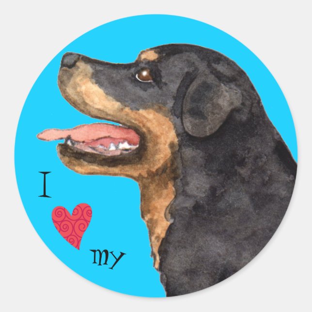 I Love my Rottweiler Classic Round Sticker (Front)