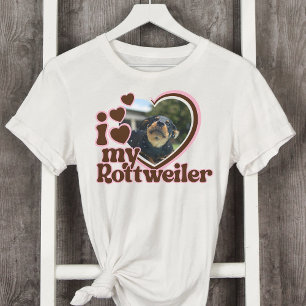 I Love My Rottweiler Custom Pink Heart Photo  T-Shirt