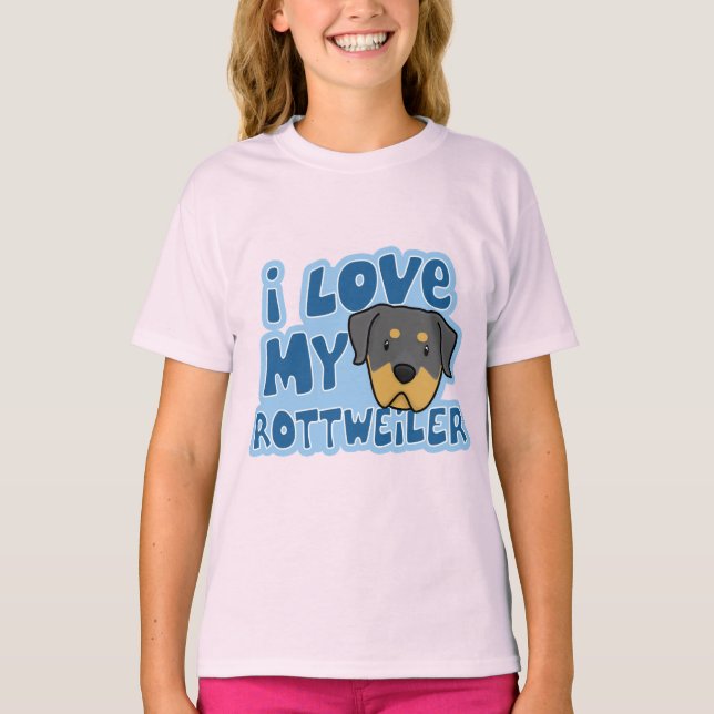 I Love My Rottweiler Girl's Ringer T-Shirt (Front)