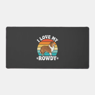 I Love My Rowdy Sheltie Retro Dog Desk Mat