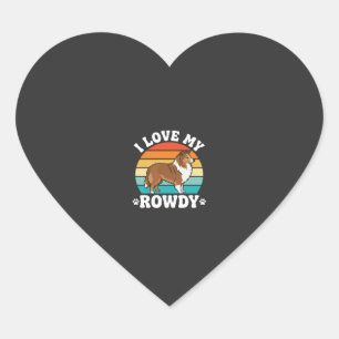 I Love My Rowdy Sheltie Retro Dog Heart Sticker