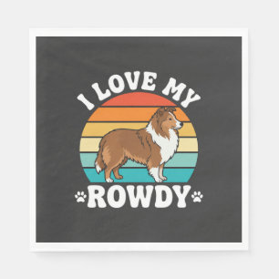 I Love My Rowdy Sheltie Retro Dog Napkin