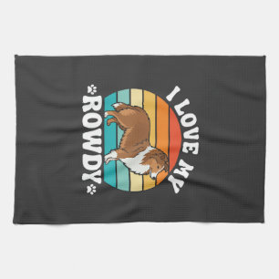 I Love My Rowdy Sheltie Retro Dog Tea Towel
