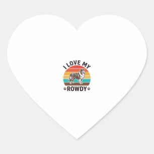 I Love My Rowdy Vintage Collie Dog Design_1 Heart Sticker