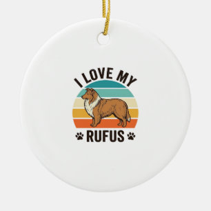 I Love My Rufus Vintage Dog Design_1 Ceramic Tree Decoration