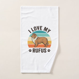 I Love My Rufus Vintage Dog Design_1 Hand Towel