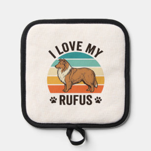 I Love My Rufus Vintage Dog Design_1 Pot Holder