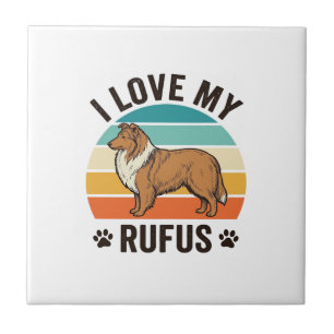 I Love My Rufus Vintage Dog Design_1 Tile