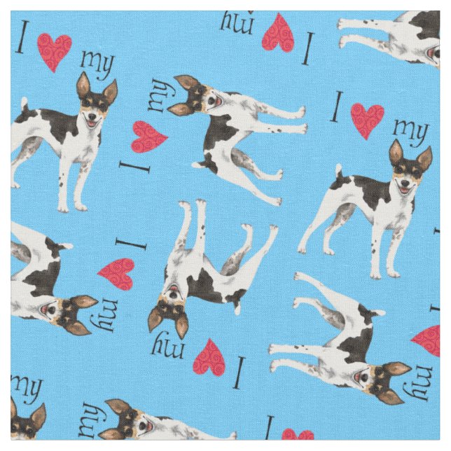 I Love my Russell Terrier Fabric (Close Up)