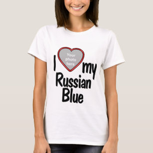 I Love My Russian Blue - Heart Shaped Cat Photo T-Shirt