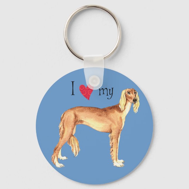 I Love my Saluki Key Ring (Front)