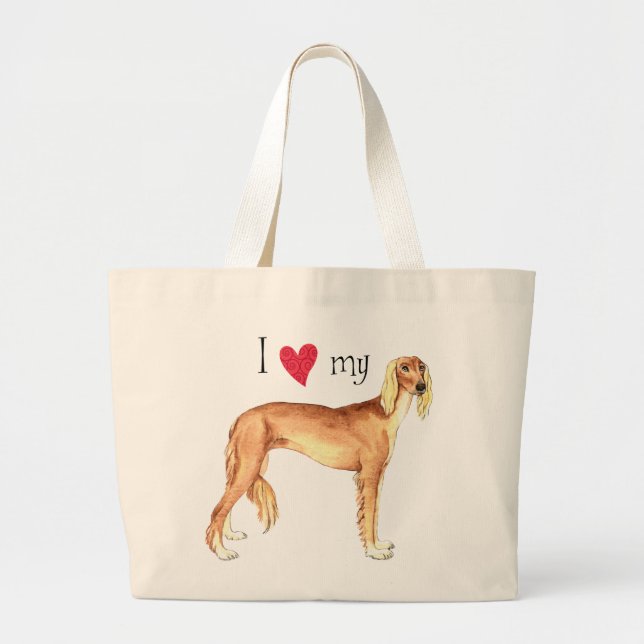 I Love my Saluki Large Tote Bag (Front)