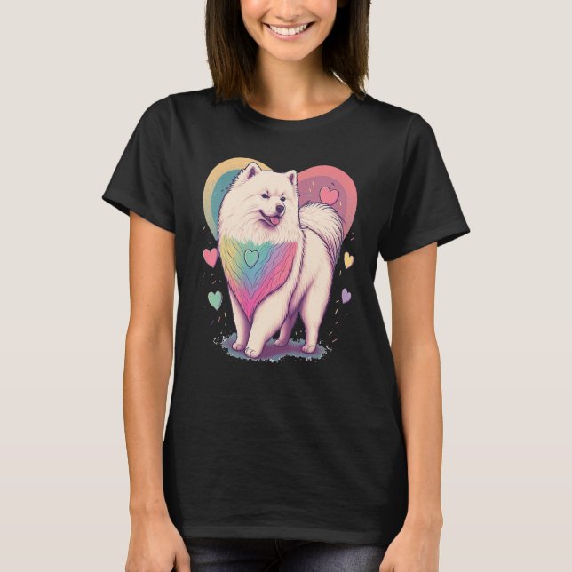 I Love My Samoyed Dog Valentines Day Heart Artwork T-Shirt (Front)
