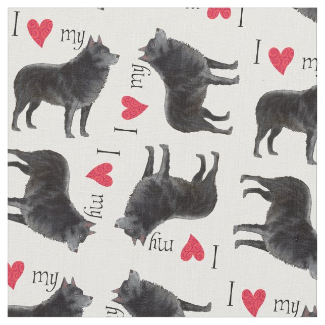 I Love my Schipperke Fabric (Close Up)