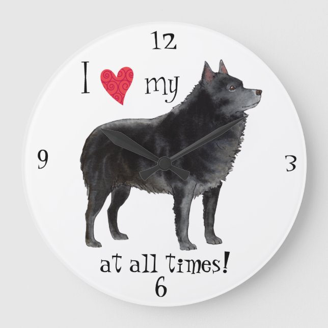 I Love my Schipperke Large Clock (Front)