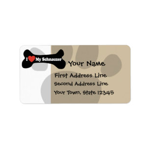 I Love My Schnauzer - Dog Bone Label