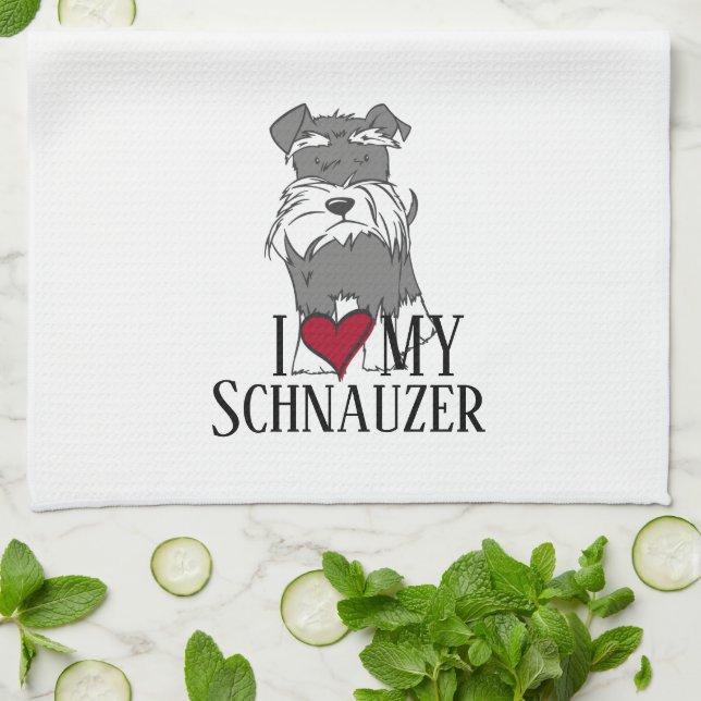 I Love My Schnauzer Tea Towel (Folded)