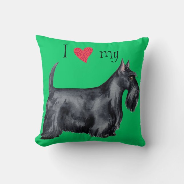 I Love my Scottie Cushion (Front)